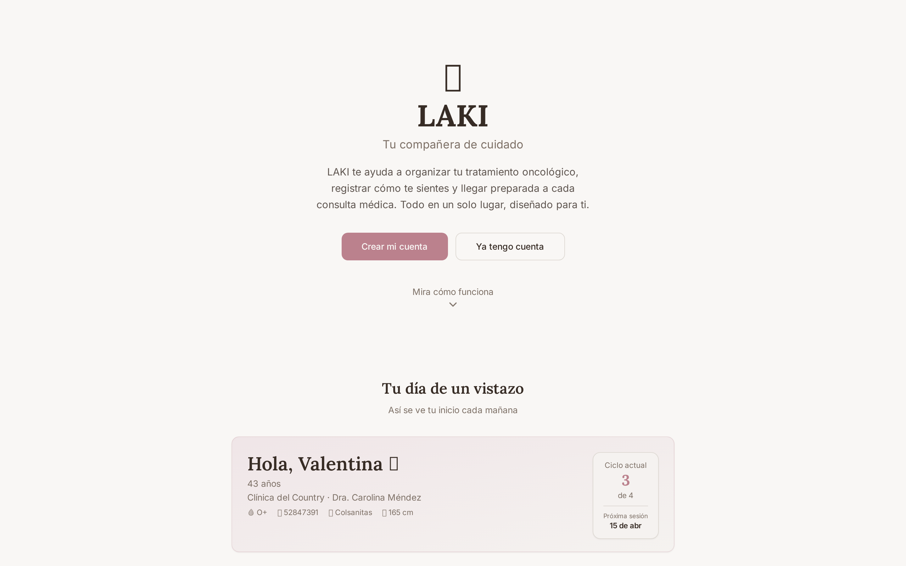 LAKI — Home · Compañera de cuidado oncológico